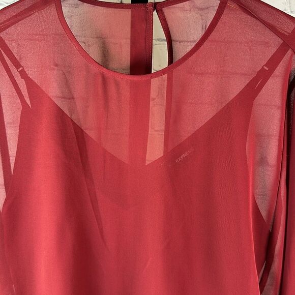Express Burgundy Chiffon Bodysuit Size XS - Picture 2 of 7